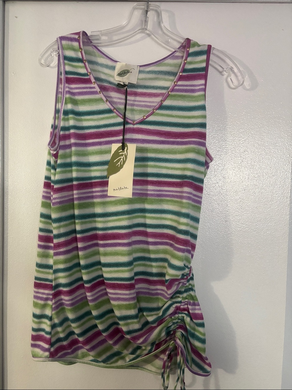 Nurture by Lamaze Purple, Green & White Striped Ruched Tank